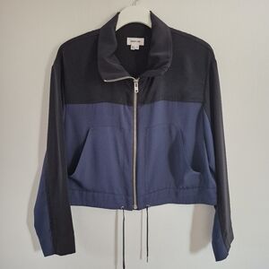 Helmut Lang Mock Neck Silky Cropped Jacket Large